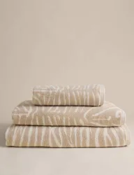 Pure Cotton Zebra Patterned Towel Natural Mix