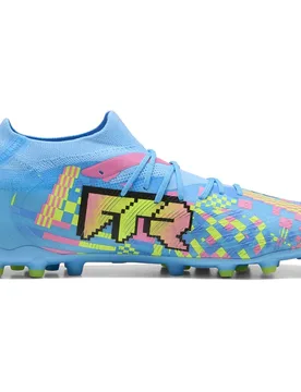 Chaussures De Football Future 9 Match Advanced Level Mg White / Blue Glimmer / Pink Glimmer / Yellow Alert EU 44 unisex - Puma - FashionsVida