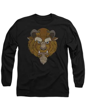Unisex Beauty & the Beast Beast Head Long Sleeve T-Shirt, Black Size: 2XL - Black - Size: 2XL - Disney - FashionsVida