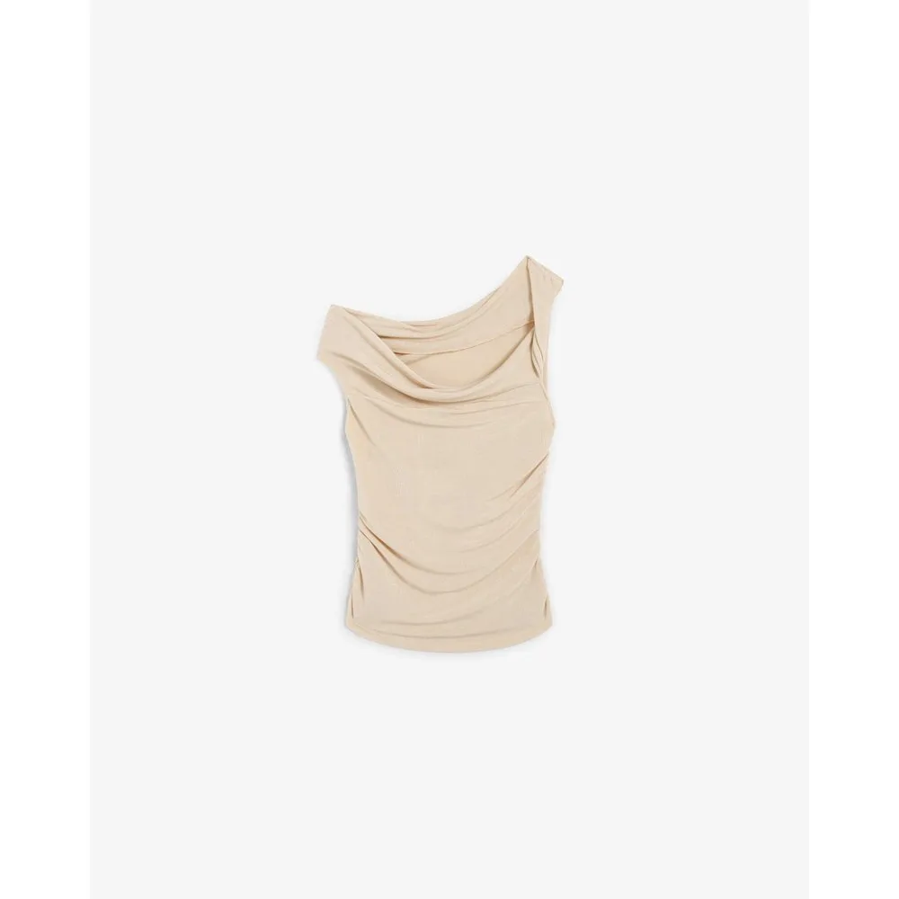 Top de mujer con escote asimétrico y frunces en laterales - Scalpers - FashionsVida