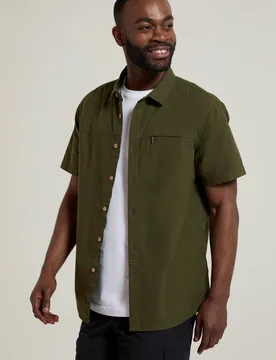 Coconut Slub Texture Mens Short-Sleeved Shirt - Green - Green - Size: L - Mountain Warehouse - FashionsVida