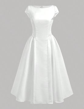 Vestido para niña preadolescente, vestido para niñas preadolescentes, primavera verano, nuevo, blanco, tejido de satén, casual, elegante, vintage,