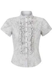 Trachtenbluse Melly (grau, Gr. 48) von für Damen, Oberteile, 100% Polyester
