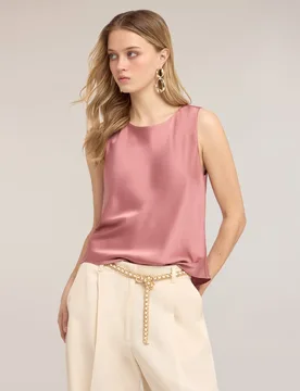 Top de mujer de raso con cadenitas en la espalda ajuste regular con detalle posterior de cadenitas - Motivi - FashionsVida