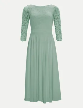 Kleid aus Spitze und Chiffo Grün 36 - Swing - FashionsVida
