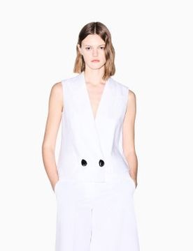 Para mujer. XW001770AF21530U0002 Chaleco Cruzado (M), Casual, Lino, Clásico