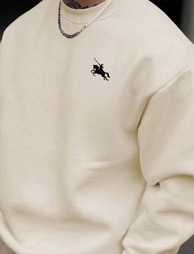 Sudadera casual de cuello redondo de unicolor para hombres, versátil para otoño/invierno