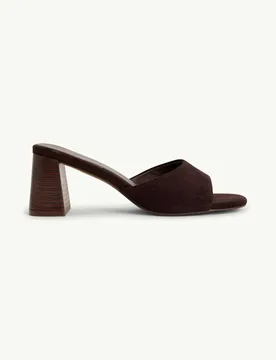 Suede Block Heel Mules Brown female - Nobody's Child - FashionsVida