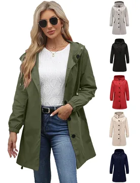 Spring Coat Women Trench Hooded Zipper Mid Length Coats Y2k Streetwear Straight Jackets Casual Loose Solid Elegant Jacket Autumn - Aliexpress - FashionsVida