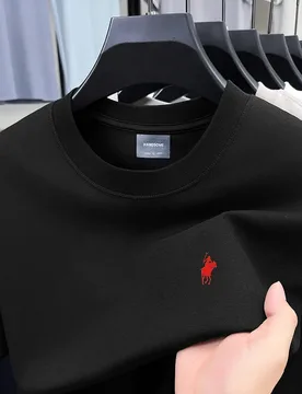 Men's Summer 100% Pure Cotton T-Shirt Embroidered Polo Shirt Short Sleeve Crew Neck Top - Aliexpress - FashionsVida