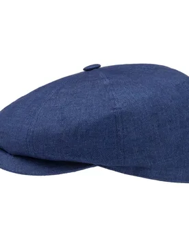Hatteras Classic Linen Flat Cap by - blue-mottled - Female - Size: 58 cm - Stetson - FashionsVida