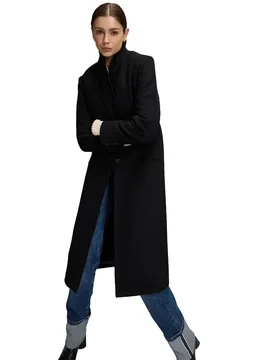 Manteau Long Wool Relaxed Fit Black M - Lee - FashionsVida