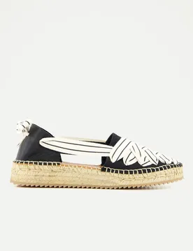 Alpargatas planas de mujer de cintas bicolor y talonera en piel - Naguisa - FashionsVida