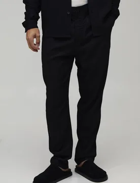 Herren Slim Fit Half & Half Taille Leinen-Mix Hose Black Größe Medium - boohooMAN - FashionsVida