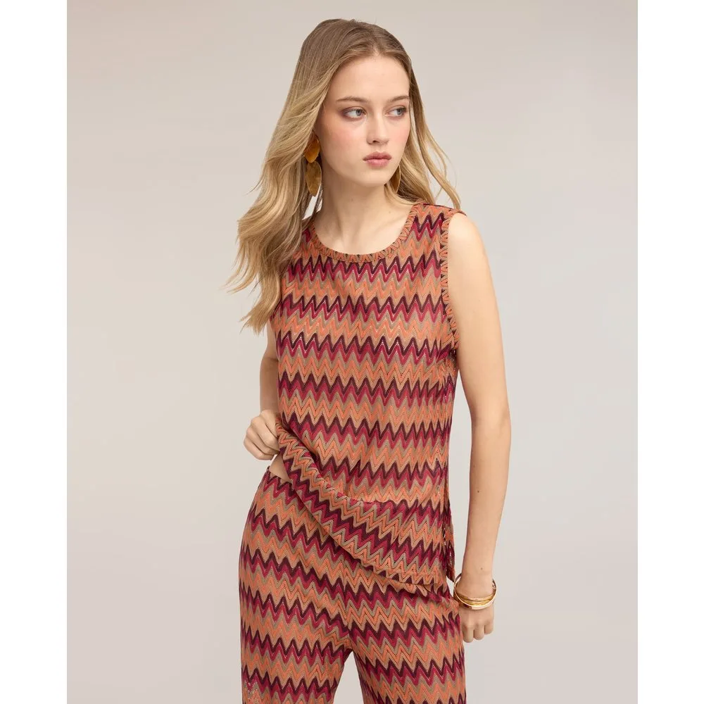 Top de mujer de punto con estampado chevron ajuste regular - Motivi - FashionsVida