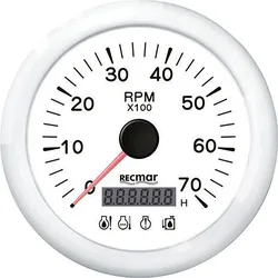 Rpm Tachometer With 4 Led Alarm White 100 mm unisex