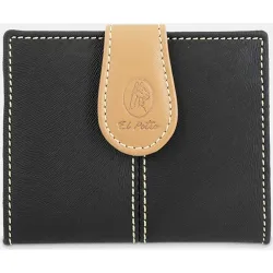 Billetero cartera de señora pequeño fabricado en lona y piel vacuno color