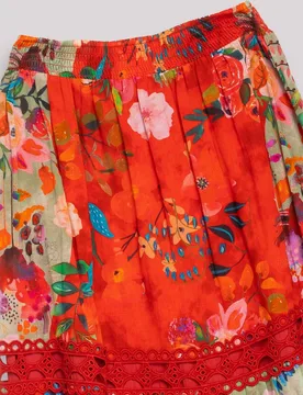Falda larga floral con encaje y vuelo - Niza - FashionsVida