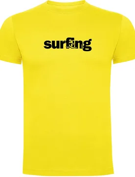 T-shirt à Manches Courtes Word Surfing Yellow XL - Kruskis - FashionsVida