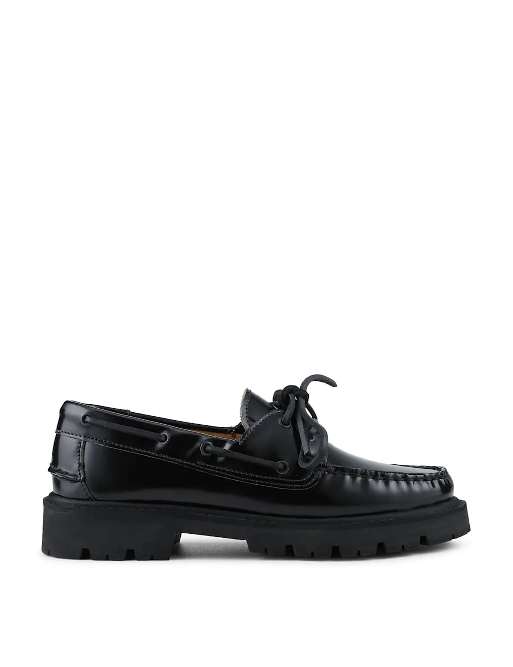 Leather Block Heel Loafers Black female - Jones Bootmaker - FashionsVida