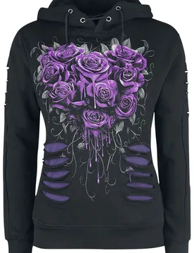Gothic Kapuzenpullover - Bleeding Heart - L bis XL - für Damen - Größe XL - schwarz - Frauen - female - Spiral - FashionsVida
