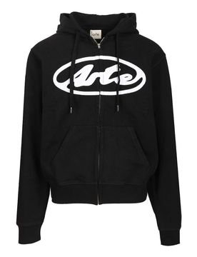 Felpa con cappuccio con zip e logo circolare