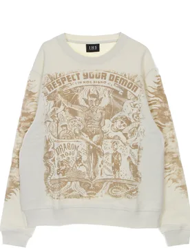 Felpa Leggera Girocollo Uomo Respect Your Demon Sweatshirt Natural - IHS - FashionsVida