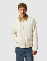 Cotton Blend Harrington Jacket Cream male