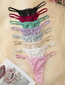 Piezas de bragas tipo tanga de mujer con entredós transpirable y parches - Shein - FashionsVida