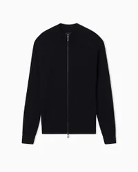 Maglia Exchange nera in misto lana e cotone con apertura zip