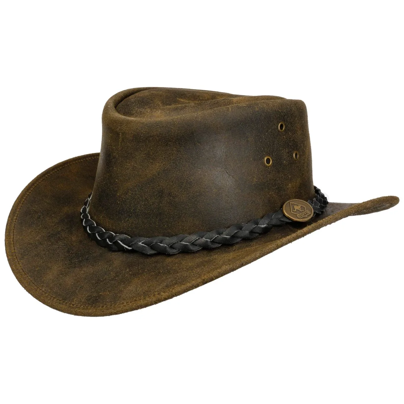 Fleetwood Western Leather Hat by - brown - Size: XL (60-61 cm) - Scippis - FashionsVida