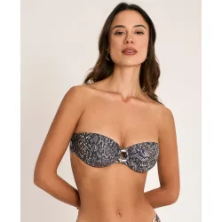 Top de bikini de mujer, bandeau con aro, colección índigo