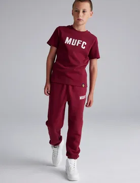 Manchester United Kids MUFC Joggers Burgundy 9-10Y - Raw - FashionsVida