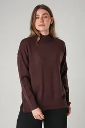 Womens Brown Cosy Soft Touch High Neck Seam Jumper - Purple - Size X-Large