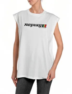T-shirt Sans Manches W3409g.000.20994 Off White 2XS - Replay - FashionsVida