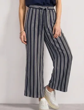 Mid Waist Wide Leg Hose mit Streifen female Blau - Street One - FashionsVida