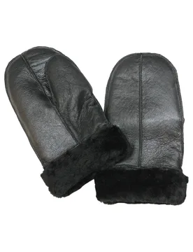 Unisex Sheepskin Mittens in Black Size: Small - Black - Size: S - Infinity Leather - FashionsVida