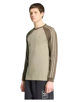 T-shirt à Manches Longues 3 Stripes Top Silver Pebble / Branch 2XL - Adidas Originals - FashionsVida
