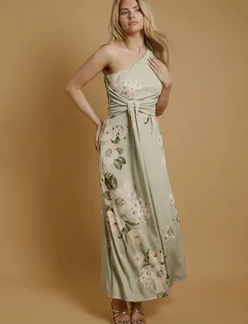 Womens Trailing Camelia Jersey Bandeau Maxi Dress - Green - Size 18 Uk - OASIS - FashionsVida