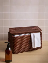 Rattan Rectangular Storage Box Brown