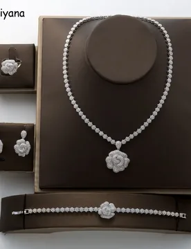 Hadiyana Gorgeous Fashion Rose Pendant Jewelry Set New Charming Cubic Zirconia Luxury Nightclub Set Factory Wholesale TZ8070 - Aliexpress - FashionsVida