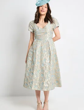 Jacquard Seam Detail Midi Dress - Sage - Size: 12 - Wallis - FashionsVida