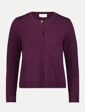 Strickjacke mit Knopfleiste Violett 44 - Cartoon - FashionsVida