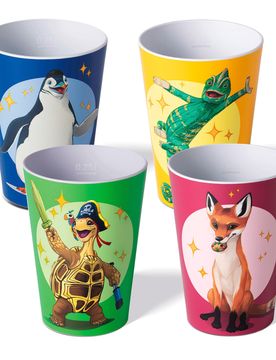 AWAVE Die Schule der Magischen Tiere Trinkbecher 250 ml rPET Set 4-teilig, mit Eichstrich