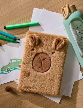 Quaderno peluche con motivo capibara - marrone