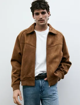 Faux Suede Jacket (Size: ) - Pull&bear - FashionsVida