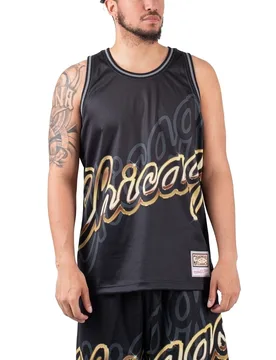 Ness Big Face 4.0 Fashion Tank Top Black / Gold XL Herren - Mitchell - FashionsVida