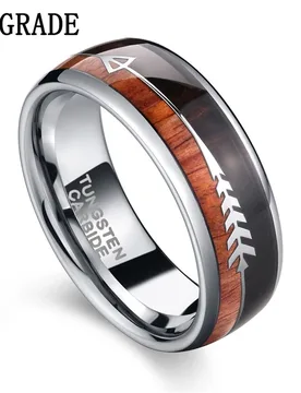 Tigrade 8mm Tungsten Ring For Men's Wedding Band Engagement Ring Silver Color Wood & Arrow Design Dome Style Size 6-13 for Mal - Aliexpress - FashionsVida