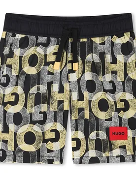 Hugo Pantaloncino Da Bagno G00330 Black / Yellow 8 Anni - Hugo Boss - FashionsVida