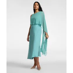 Vestido con capa largo por encima del tobillo asimétrico